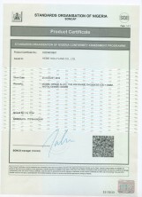 Aluminium certificate - 1